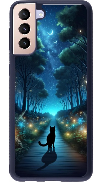 Samsung Galaxy S21+ 5G Case Hülle - Silikon schwarz Schwarze Katze Spaziergang