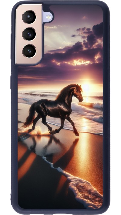 Samsung Galaxy S21+ 5G Case Hülle - Silikon schwarz Pferd majestätisch Strand