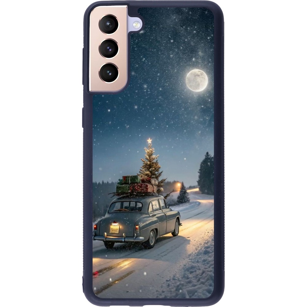 Coque Samsung Galaxy S21+ 5G - Silicone rigide noir Christmas 25 Car with Tree Xmas