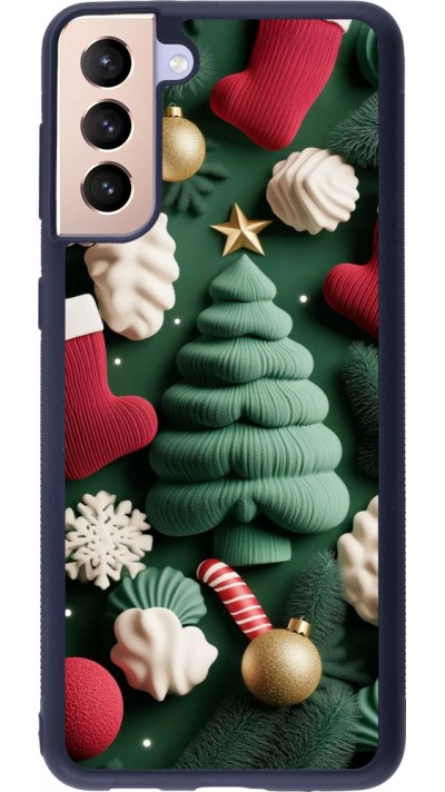 Coque Samsung Galaxy S21+ 5G - Silicone rigide noir Christmas 25 Christmas textiles