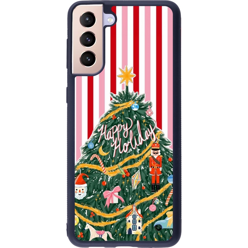 Coque Samsung Galaxy S21+ 5G - Silicone rigide noir Christmas 25 Happy Holiday