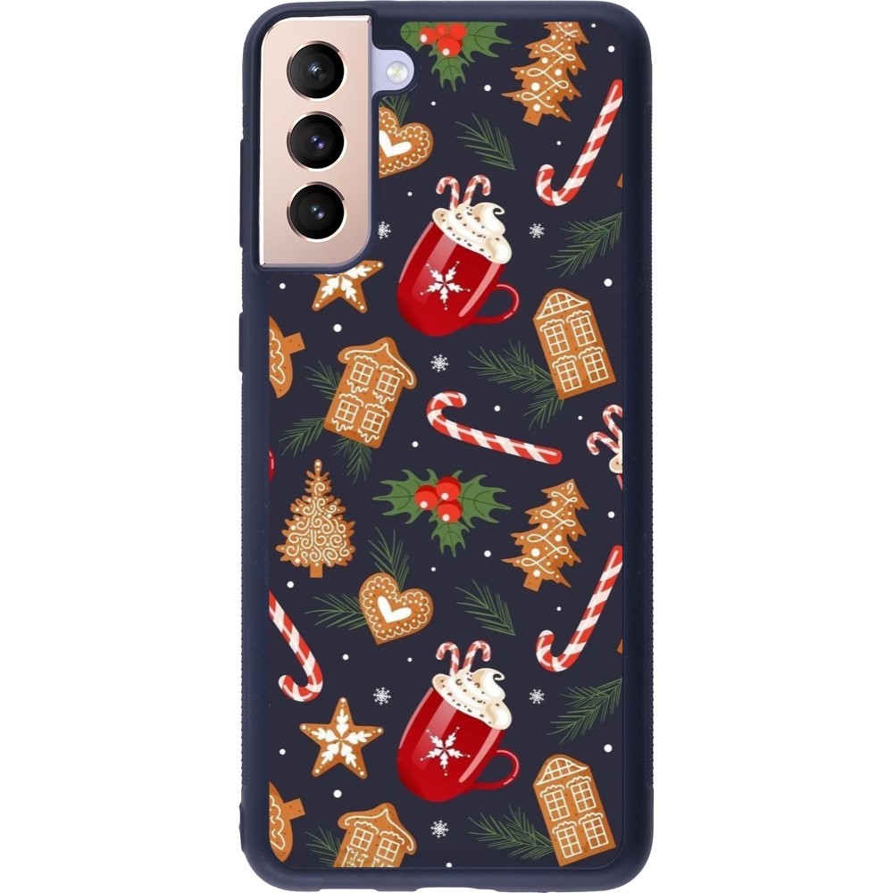 Coque Samsung Galaxy S21+ 5G - Silicone rigide noir Christmas 25 Pattern Gingerbread House