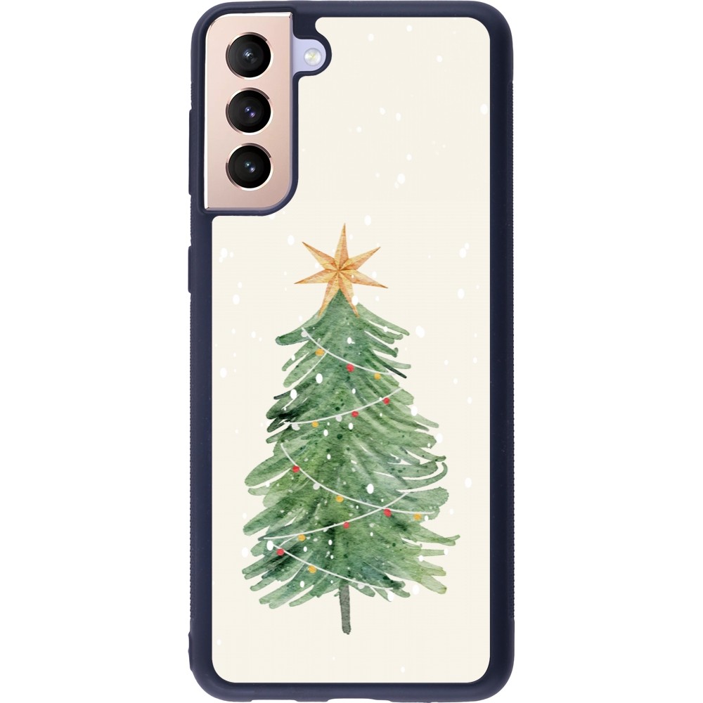 Coque Samsung Galaxy S21+ 5G - Silicone rigide noir Christmas 25 Sketch Tree