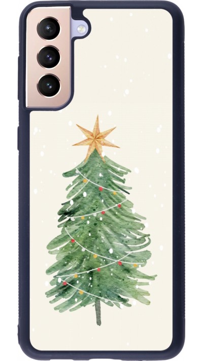 Coque Samsung Galaxy S21+ 5G - Silicone rigide noir Christmas 25 Sketch Tree