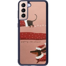 Coque Samsung Galaxy S21+ 5G - Silicone rigide noir Christmas 25 Teckel Merry Xmas