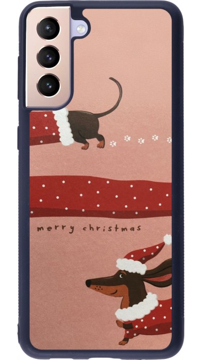 Coque Samsung Galaxy S21+ 5G - Silicone rigide noir Christmas 25 Teckel Merry Xmas