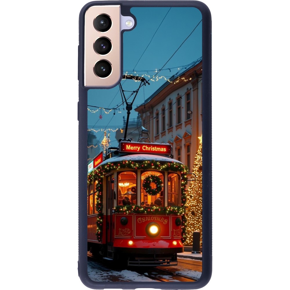 Coque Samsung Galaxy S21+ 5G - Silicone rigide noir Christmas 25 Xmas Train