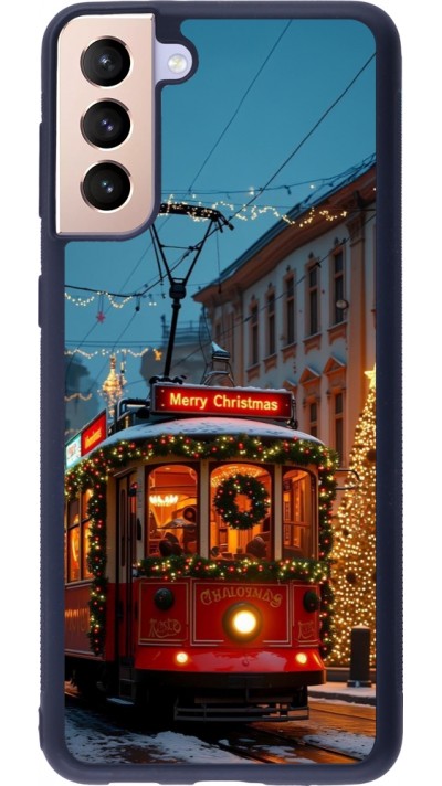 Coque Samsung Galaxy S21+ 5G - Silicone rigide noir Christmas 25 Xmas Train