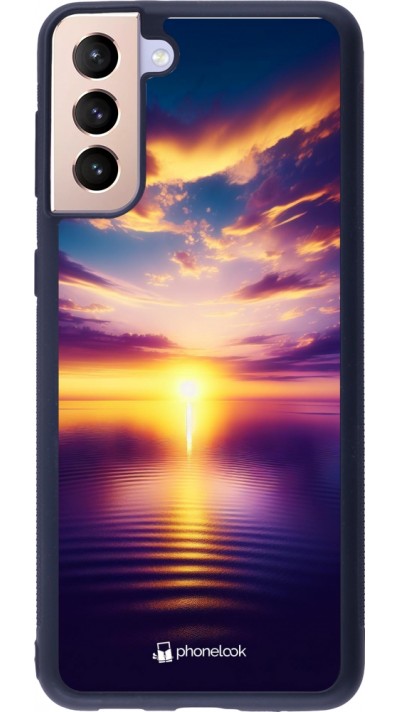 Samsung Galaxy S21+ 5G Case Hülle - Silikon schwarz Sonnenuntergang gelb violett