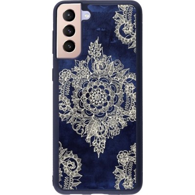 Coque Samsung Galaxy S21+ 5G - Silicone rigide noir Cream Flower Moroccan