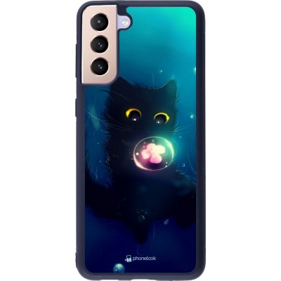 Coque Samsung Galaxy S21+ 5G - Silicone rigide noir Cute Cat Bubble