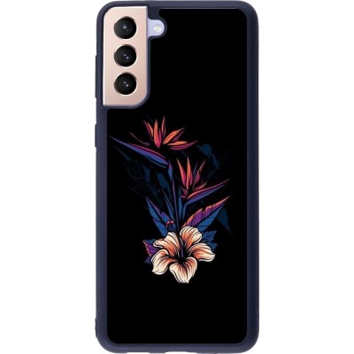 Coque Samsung Galaxy S21+ 5G - Silicone rigide noir Dark Flowers