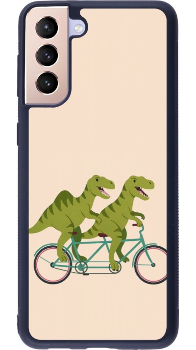 Coque Samsung Galaxy S21+ 5G - Silicone rigide noir Dinosaurs on bikes 2026