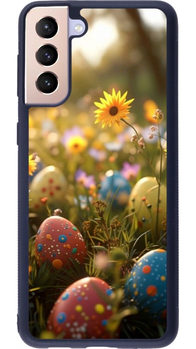 Coque Samsung Galaxy S21+ 5G - Silicone rigide noir Easter 2026 Decorated eggs