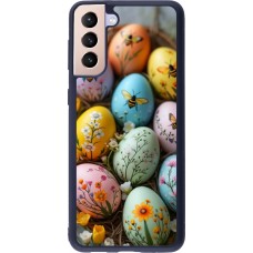 Coque Samsung Galaxy S21+ 5G - Silicone rigide noir Easter 2026 Eggs with bees