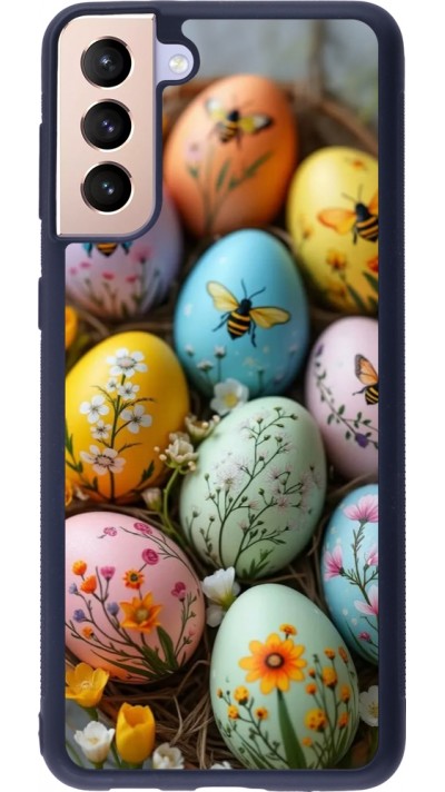 Coque Samsung Galaxy S21+ 5G - Silicone rigide noir Easter 2026 Eggs with bees