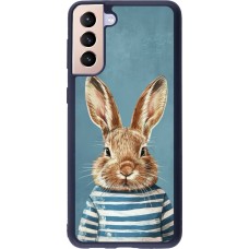 Coque Samsung Galaxy S21+ 5G - Silicone rigide noir Easter 2026 Rabbit navy