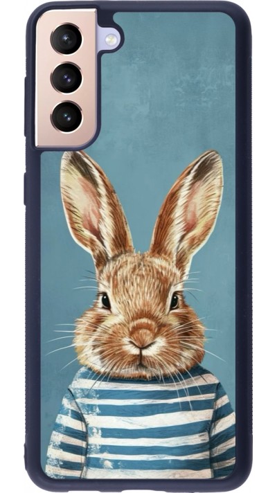 Coque Samsung Galaxy S21+ 5G - Silicone rigide noir Easter 2026 Rabbit navy