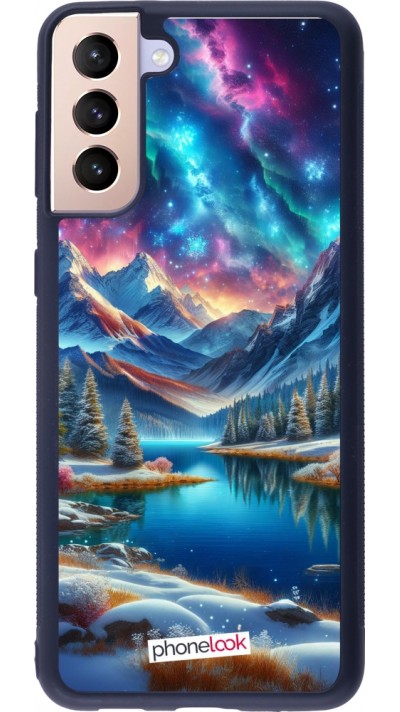 Samsung Galaxy S21+ 5G Case Hülle - Silikon schwarz Fantasiebergsee Himmel Sterne