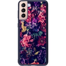 Hülle Samsung Galaxy S21+ 5G - Silikon schwarz Flowers Dark