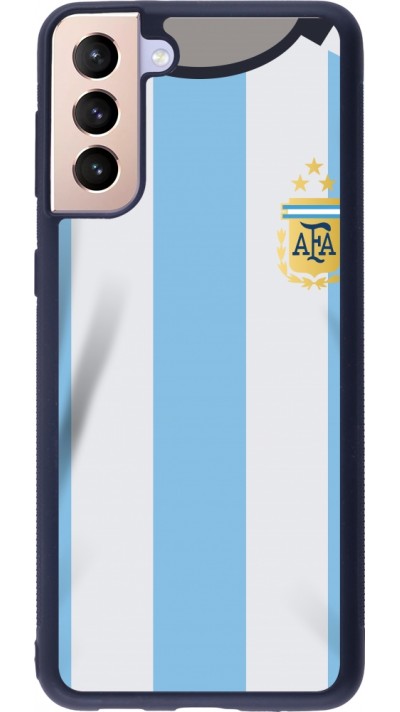 Coque Samsung Galaxy S21+ 5G - Silicone rigide noir Maillot de football Argentine 2022 personnalisable