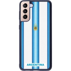 Coque Samsung Galaxy S21+ 5G - Silicone rigide noir Maillot de football Argentine 2026 personnalisable