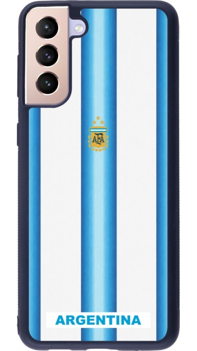 Coque Samsung Galaxy S21+ 5G - Silicone rigide noir Maillot de football Argentine 2026 personnalisable