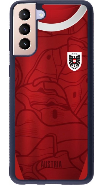 Coque Samsung Galaxy S21+ 5G - Silicone rigide noir Maillot de football Autriche personnalisable