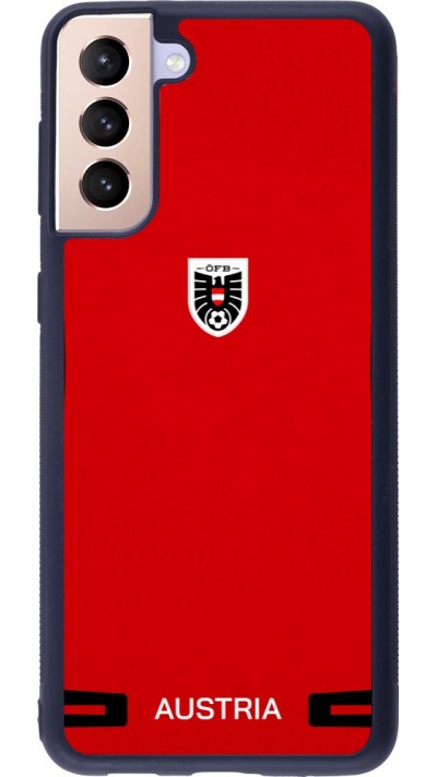 Coque Samsung Galaxy S21+ 5G - Silicone rigide noir Maillot de football Autriche 2026 personnalisable