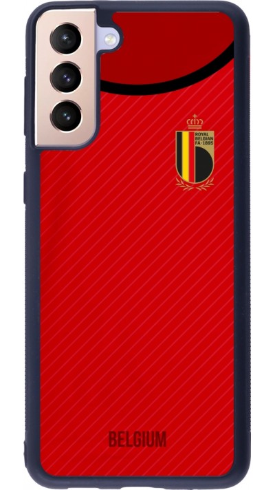 Coque Samsung Galaxy S21+ 5G - Silicone rigide noir Maillot de football Belgique 2022 personnalisable