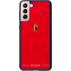 Coque Samsung Galaxy S21+ 5G - Silicone rigide noir Maillot de football Belgique 2026 personnalisable