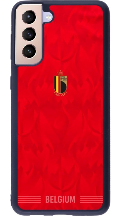 Coque Samsung Galaxy S21+ 5G - Silicone rigide noir Maillot de football Belgique 2026 personnalisable