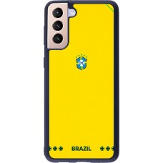 Coque Samsung Galaxy S21+ 5G - Silicone rigide noir Maillot de football Bresil 2026 personnalisable
