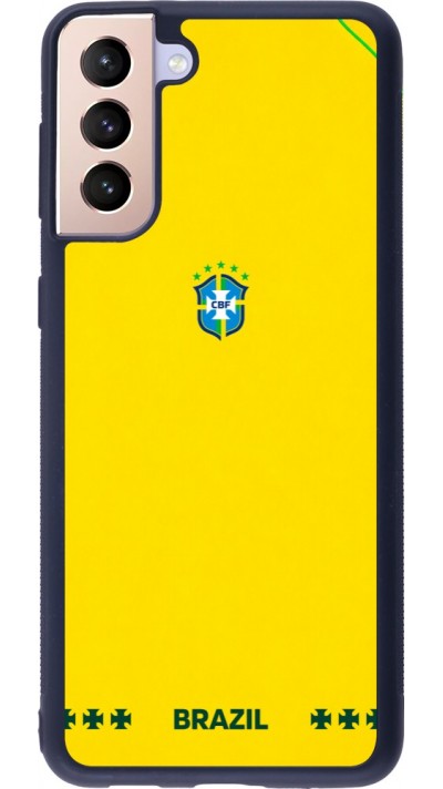 Coque Samsung Galaxy S21+ 5G - Silicone rigide noir Maillot de football Bresil 2026 personnalisable