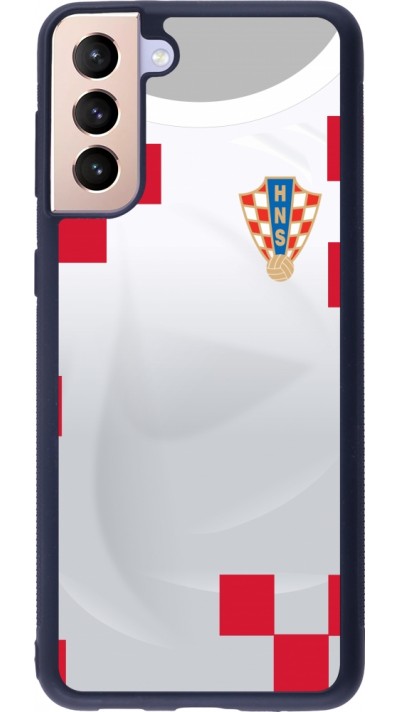 Coque Samsung Galaxy S21+ 5G - Silicone rigide noir Maillot de football Croatie 2022 personnalisable