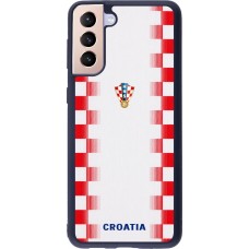 Coque Samsung Galaxy S21+ 5G - Silicone rigide noir Maillot de football Croatie 2026 personnalisable