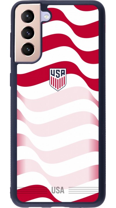 Coque Samsung Galaxy S21+ 5G - Silicone rigide noir Maillot de football E?tats Unis 2026 personnalisable