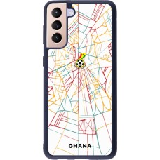 Coque Samsung Galaxy S21+ 5G - Silicone rigide noir Maillot de football Ghana 2026 personnalisable