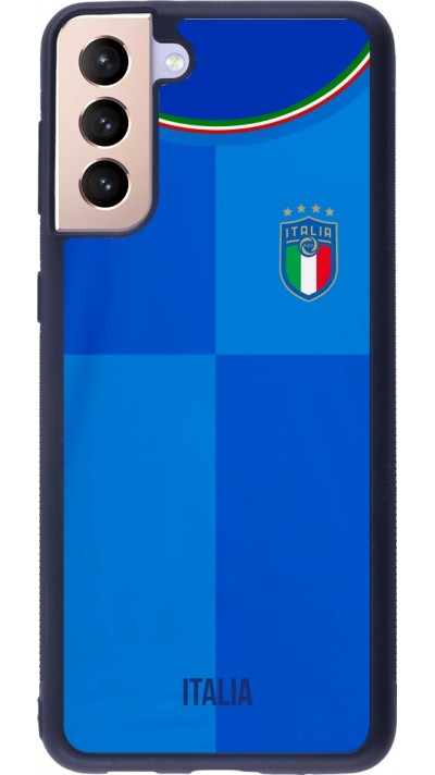 Coque Samsung Galaxy S21+ 5G - Silicone rigide noir Maillot de football Italie 2022 personnalisable