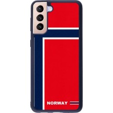 Coque Samsung Galaxy S21+ 5G - Silicone rigide noir Maillot de football Norvège 2026 personnalisable