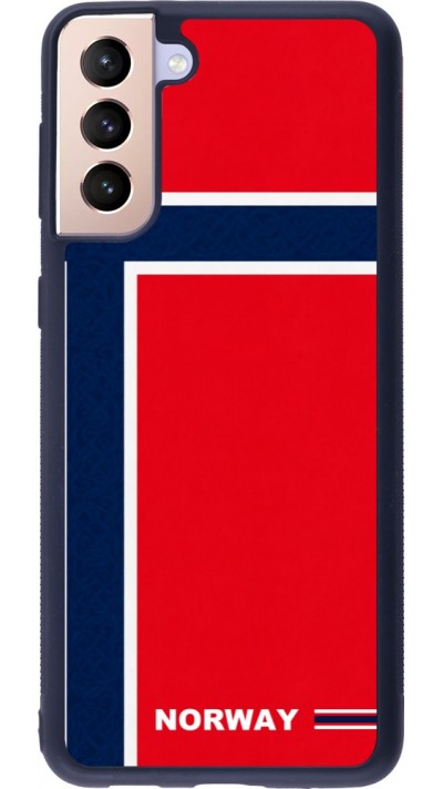 Coque Samsung Galaxy S21+ 5G - Silicone rigide noir Maillot de football Norvège 2026 personnalisable