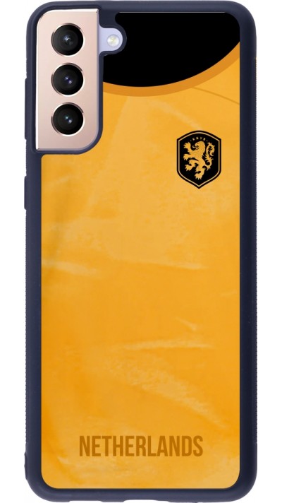 Coque Samsung Galaxy S21+ 5G - Silicone rigide noir Maillot de football Pays-Bas 2022 personnalisable