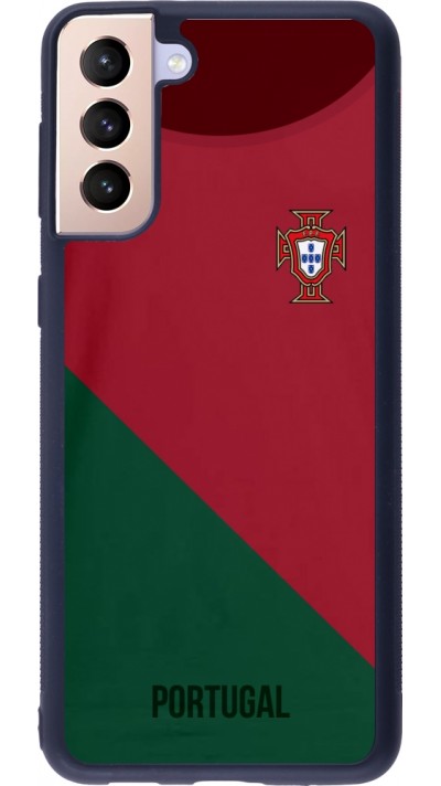 Coque Samsung Galaxy S21+ 5G - Silicone rigide noir Maillot de football Portugal 2022