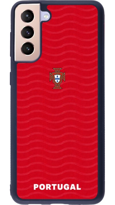 Coque Samsung Galaxy S21+ 5G - Silicone rigide noir Maillot de football Portugal 2026 personnalisable