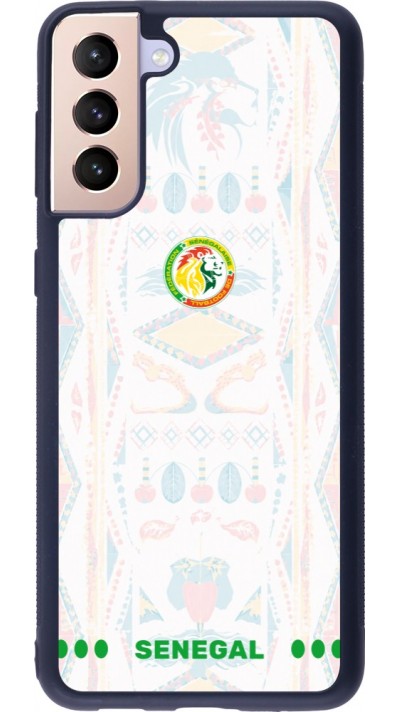 Coque Samsung Galaxy S21+ 5G - Silicone rigide noir Maillot de football Sénégal 2026 personnalisable