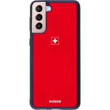 Coque Samsung Galaxy S21+ 5G - Silicone rigide noir Maillot de football Suisse 2026 personnalisable