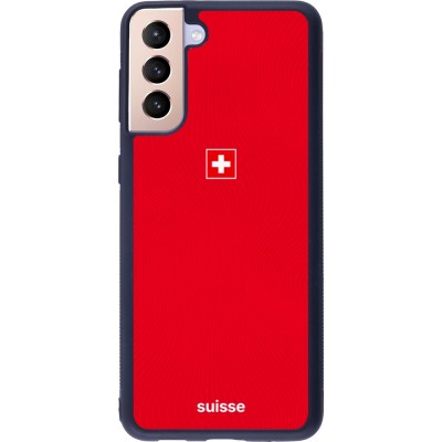 Coque Samsung Galaxy S21+ 5G - Silicone rigide noir Maillot de football Suisse 2026 personnalisable