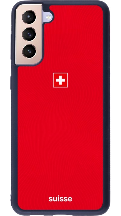 Coque Samsung Galaxy S21+ 5G - Silicone rigide noir Maillot de football Suisse 2026 personnalisable