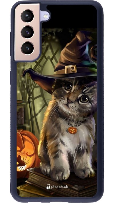 Coque Samsung Galaxy S21+ 5G - Silicone rigide noir Halloween 21 Witch cat