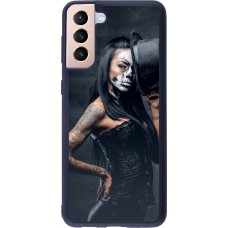 Coque Samsung Galaxy S21+ 5G - Silicone rigide noir Halloween 22 Tattooed Girl